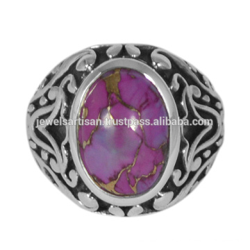 Purple Copper Turquoise Gemstone 925 Sterling Silver Ring Jewelry